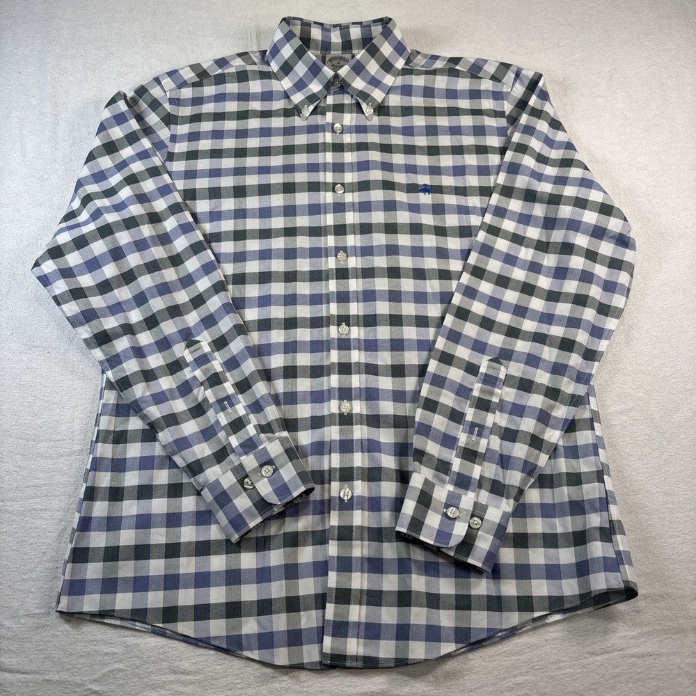 Brooks Brothers Men's Regent Fit Long Sleeve Button-Up Shirt Plaid, Medium